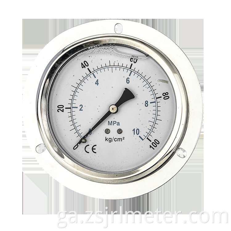 Tomhsaire brú brúite leachtach ar ardchaighdeán a dhíol te, glycerin /sileacain manometer cruach dhosmálta líonta